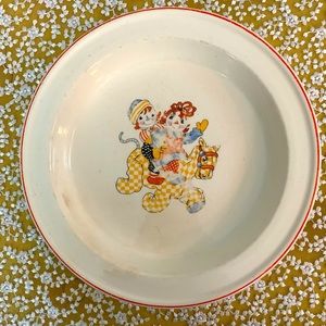 Vintage “1941” Raggedy Ann and Andy serving dish by Crooksville Pottery
